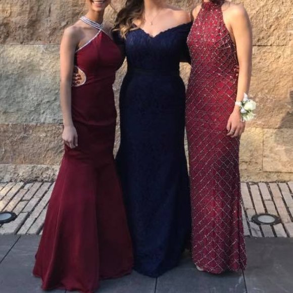 Navy lace prom dress - Picture 2 of 4